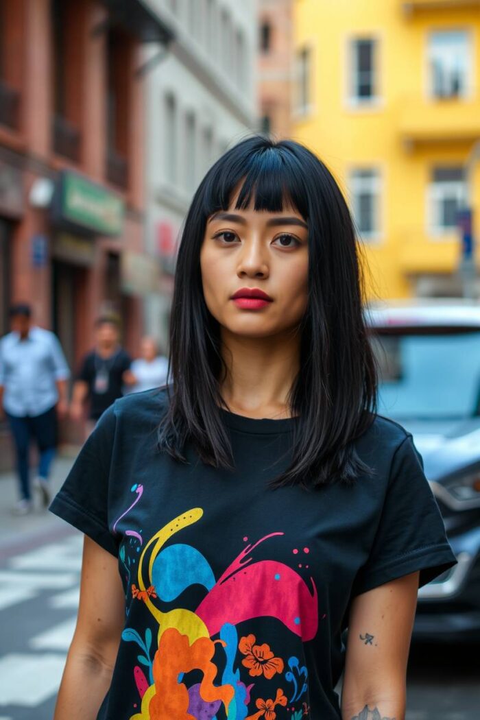 Printed T-shirt Coffee Black Color