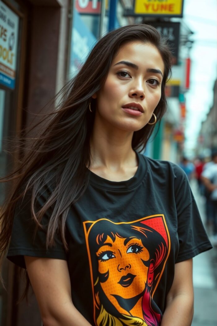 Printed T-shirt Coffee Black Color - Image 2